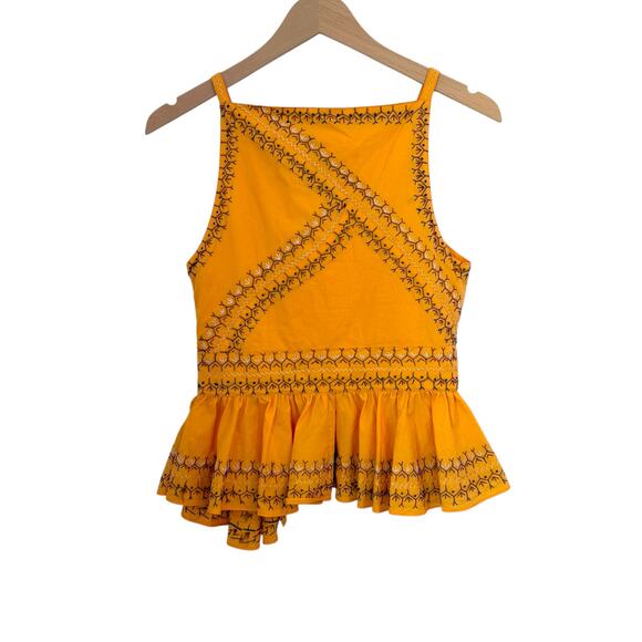 NWT Ulla Johnson Pilar Top in Papaya Size 2 Embroidered Peplum Top - Picture 4 of 12